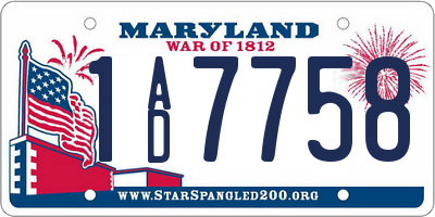 MD license plate 1AD7758