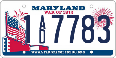 MD license plate 1AD7783