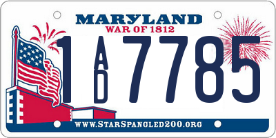 MD license plate 1AD7785