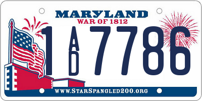 MD license plate 1AD7786