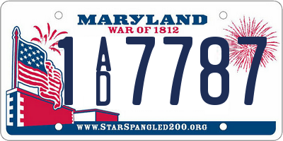 MD license plate 1AD7787