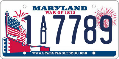 MD license plate 1AD7789