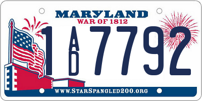 MD license plate 1AD7792