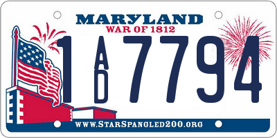 MD license plate 1AD7794