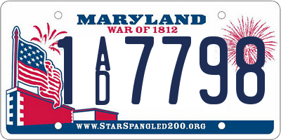 MD license plate 1AD7798