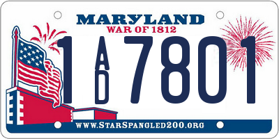 MD license plate 1AD7801