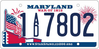 MD license plate 1AD7802