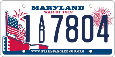 MD license plate 1AD7804