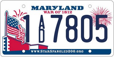 MD license plate 1AD7805