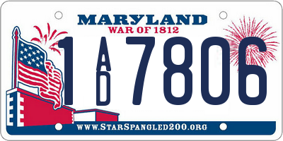 MD license plate 1AD7806