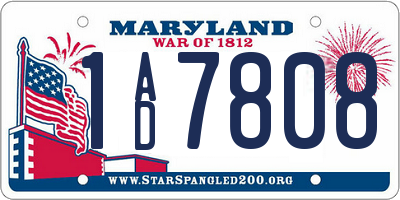 MD license plate 1AD7808