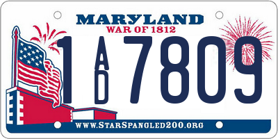 MD license plate 1AD7809
