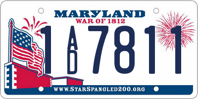 MD license plate 1AD7811