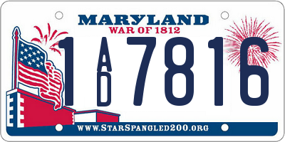 MD license plate 1AD7816