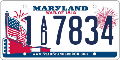 MD license plate 1AD7834