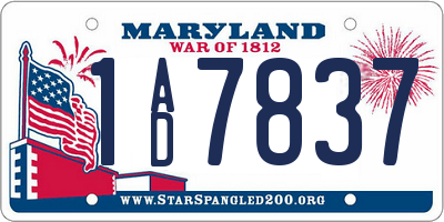 MD license plate 1AD7837