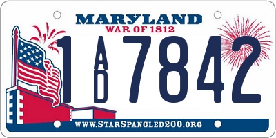MD license plate 1AD7842
