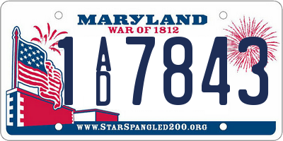 MD license plate 1AD7843