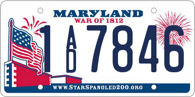 MD license plate 1AD7846