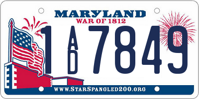 MD license plate 1AD7849