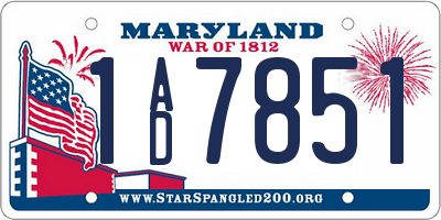 MD license plate 1AD7851