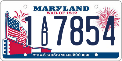 MD license plate 1AD7854