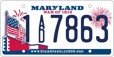 MD license plate 1AD7863