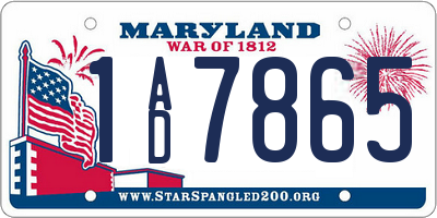 MD license plate 1AD7865