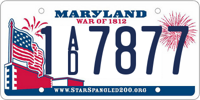 MD license plate 1AD7877
