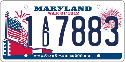 MD license plate 1AD7883