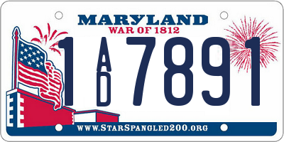 MD license plate 1AD7891