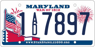 MD license plate 1AD7897