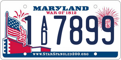 MD license plate 1AD7899