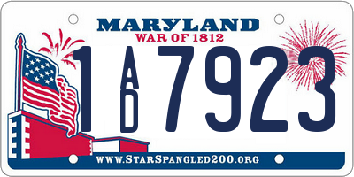 MD license plate 1AD7923
