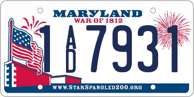 MD license plate 1AD7931