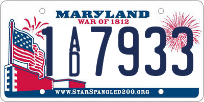 MD license plate 1AD7933