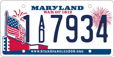 MD license plate 1AD7934