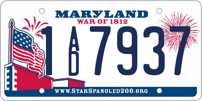 MD license plate 1AD7937
