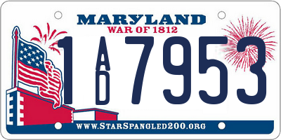 MD license plate 1AD7953