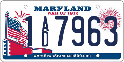 MD license plate 1AD7963