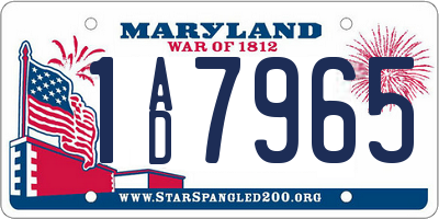 MD license plate 1AD7965