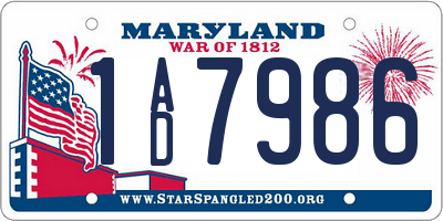 MD license plate 1AD7986