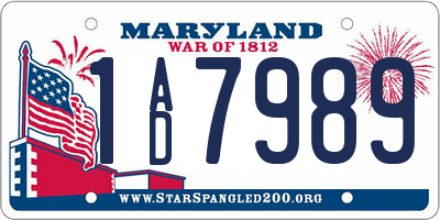 MD license plate 1AD7989