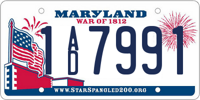 MD license plate 1AD7991