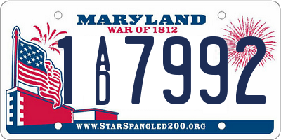 MD license plate 1AD7992