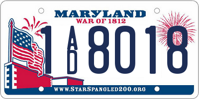 MD license plate 1AD8018