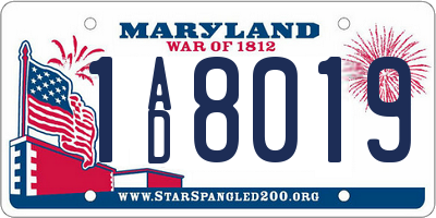 MD license plate 1AD8019