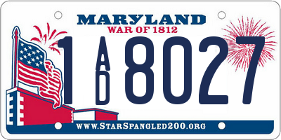 MD license plate 1AD8027