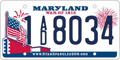 MD license plate 1AD8034