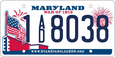 MD license plate 1AD8038